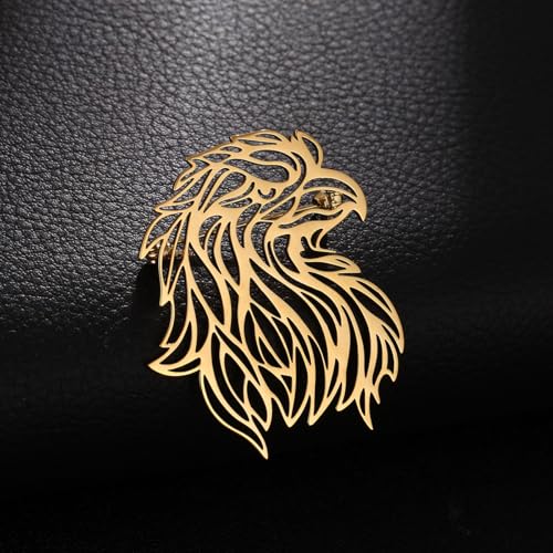 Large-sized Gold Color Phoenix Bird Brooch Wolf and Lion Brooch and Pin - style: Eagle