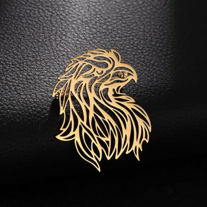 Large-sized Gold Color Phoenix Bird Brooch Wolf and Lion Brooch and Pin - style: Eagle