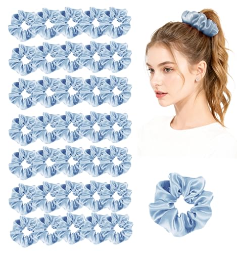 36Pack Womens Silk Scrunchies Satin Scrunchy Hairtie Hairbands Silky Hair Ties Elastics Hairs Bow Accessory Ponytail Holder - color: Sandalwood