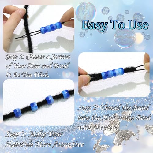 NAISKA 90Pcs Deep Blue Kids Hair Beads Small Hair Beads for Kids Round Beads for Hair Girls Dreadlock Beads Cute Mini Pony Beads Acrylic Loc Beads Beaded Hair Clips Accessories - color: Blue