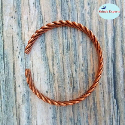 SHINDE EXPORTS pure copper bracelets cuf kada bangle for men and women - style: twisted 25gms