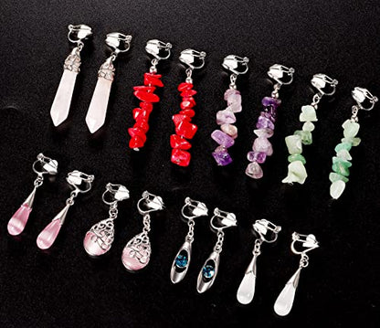 15 Pairs Wholesale Clip on Earrings for Women Trendy,Lightweight Clipon Earrings for Women in Silver Tone - style: Style C