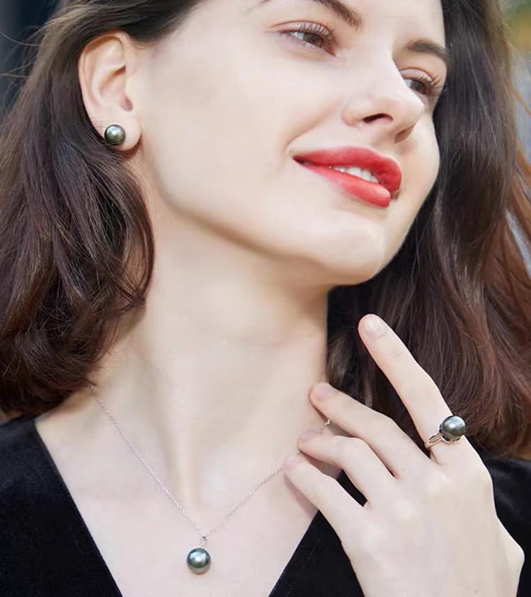 Gifts for Wife Anniversary 18K Gold Pearl Stud Earrings for Women- Genuine Handpicked Nature Tahitian Black Pearls Earring- Birthday Christmas Mothers Day Valentine's Jewelry Gifts - color: 18K Yellow Gold