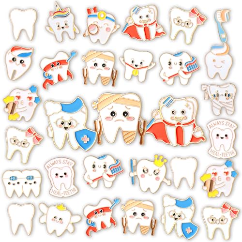 40 Pcs Dental Enamel Pins for Backpacks Funny Dentist Tooth Lapel Pins Dental Assistant Gifts Lovely Cute Brooch for Women Men Clothes Bags Accessories Gifts - style: Dentist Theme