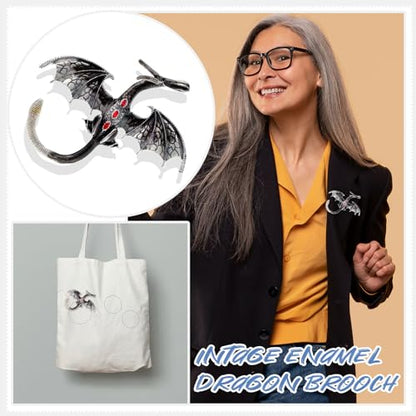 Collar Chain Pin for Men and Women - Hanging Tassel Brooch Lapel Pin for Business Suits - Bar Pin With Long Chain - Gifts - color: P: Dragon pins black
