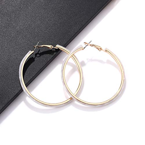 Acrylic Earrings Lightweight Hoop Earrings Statement Resin Drop Dangle Stud Earrings Fashion Jewelry For Women - color: White