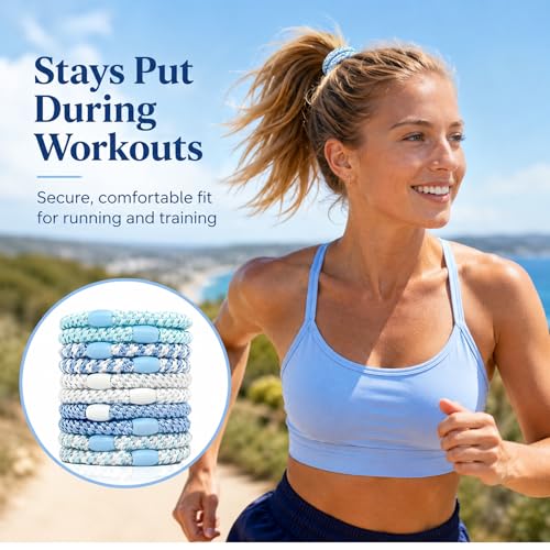 10-Piece Hair Ties: Soft Knitted Hair Tie for Thick/Coarse/Curly Hair. Gentle Hair Ties No Damage—Secure & Protect Strands (Blue) - color: Blue