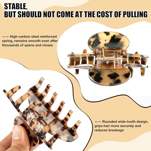 Tortoise Shell Hair Clip for Thick Hair Large Hair Claw Clips 4in - color: Leopard Print Brown Claw Clip