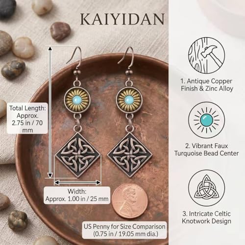 Boho Turquoise Dangle Earrings For Women Trendy,Western Blue Gemstone Drop Earings,Vintage Gothic Ethnic Statement Beach Vacation Long Birthstone Earrings with Leaf Teardrop Turquoise Crystal Tassels,Fashion Jewelry Birthday Gift. - style: A9 Geometric Br