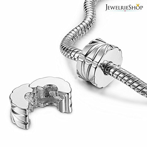 JewelrieShop Clip Spacer Charm for Bracelet Clip Lock Stopper Bead Spacer European Openable Beads 2pcs - color: #08S x 2 Pieces