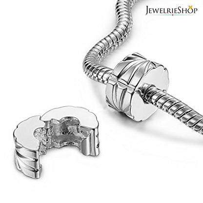JewelrieShop Clip Spacer Charm for Bracelet Clip Lock Stopper Bead Spacer European Openable Beads 2pcs - color: #08S x 2 Pieces