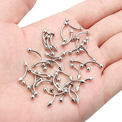 16G Surgical Steel Daith Rook Earring 8mm 10mm Curved Barbell Belly Lip Ring Eyebrow Rings Piercing Jewelry for Women Men