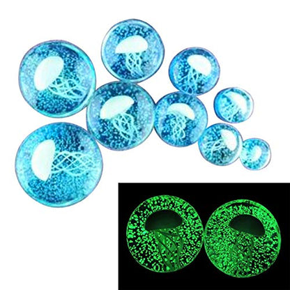 Stuppendux 4 Style 2Set Color Ocean Jellyfish Glass Double Flared Ear Plugs Tunnels Expander Stretching Kit Gauge 0g-5/8 8-16mm - color: Blue=8MM