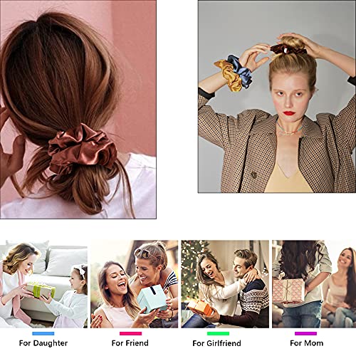 Scrunchies Hair Ties Silk Satin Scrunchy - Hair Elastics Bands Ponytail Holder Pack of Neutral Scrubchy Hair Accessories Women Girls - color: Satin Mixed color