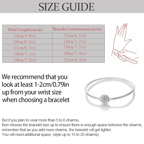 KUNSIR 925 Sterling Silver Palm Clasp Snake Chain Bracelet Basic Charm Bracelets Fit Any PDL Charm, with for Teen Women - style: KJB009