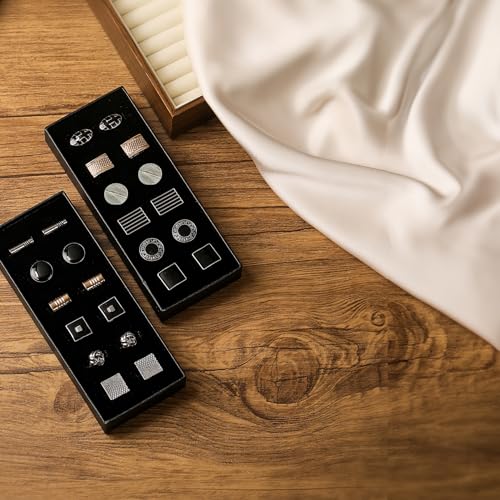 12 Pairs Cufflinks for Men Silver Black Striped Disc Square Rectangle Cuff Links Shirt Suit Men’s Cufflinks For Wedding Groom Business Elegant Gift Box - style: Mixed