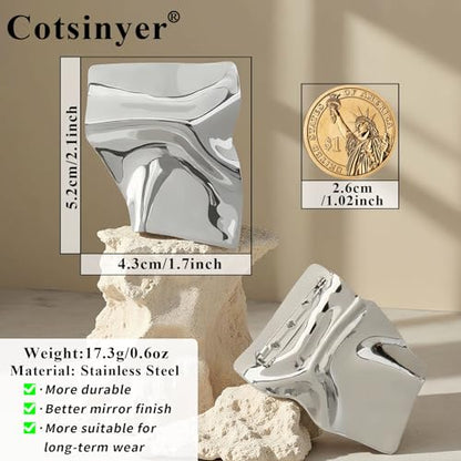 Stainless Steel Brooch Pin for Women & Men,Lapel Pin | Minimalist Statement Elegant Geometric, Sweaters Coat Suit Shawl Collar Shirt Coat Jacket Hat Dress Swim, Velvet Bag & Box - style: Square-Silver
