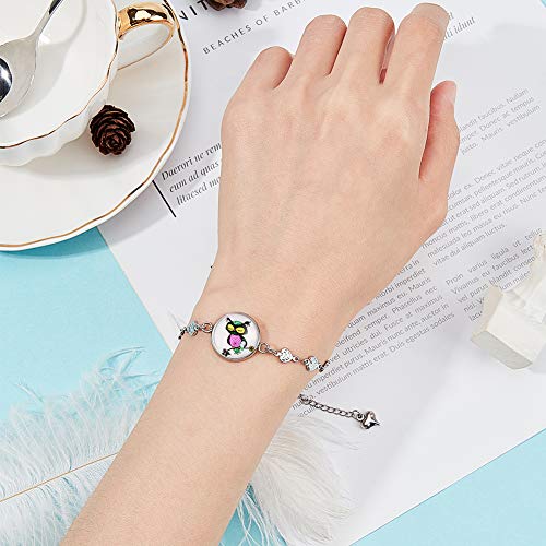 PH PandaHall 28 pcs Bracelet Bezel Settings for Jewelry DIY Craft Making | 14 pcs 7 Styles 304 Stainless Steel Bezel Bracelets Blank Tray Bangles, 14 pcs 16mm Flat Round Clear Glass Cabochons