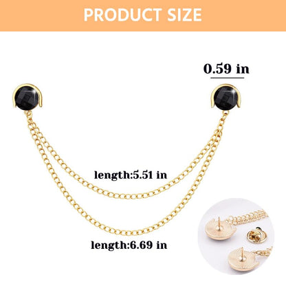 Crystal Rhinestone Brooch Mens Lapel Pins for Shirt Collar Suit Tassel Collar Chains for Shirts Badge Suit Accessories Men Brooch - color: Black