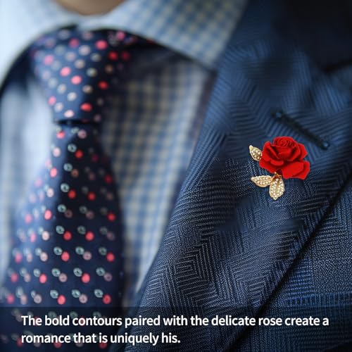 A set of two crystal red rose brooches, featuring elegant enamel floral brooches set with synthetic crystals. This stylish accessory perfectly complements parties, balls, weddings, Valentine's Day gifts, and other occasions, making it an ideal gift for wo