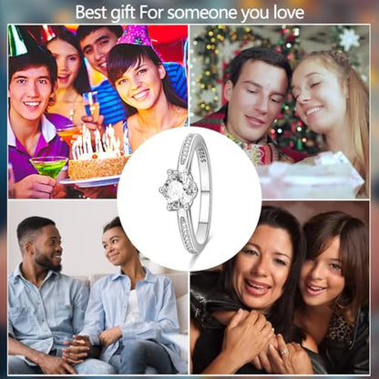 KUNSIR 925 Sterling Silver Rings Classic Cubic Zirconia Eternity Promise Statement Anniversary Wedding Bands Engagement Rings for Women Infinity Forever Love Ring Size 7-9 - style: Lotus Guardian Ring