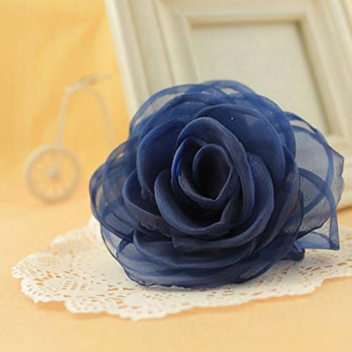 Rose Flower Hair Clips, Brooches, and Pins with Blue Accent | Versatile Floral Accessories for Women - color: Blue