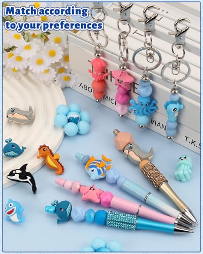 12PCS 3D Sea Creatures Silicone Focal Beads for Pens - color: 3D Sea Creatures