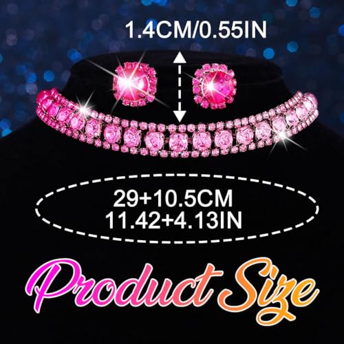 CLOACE Rhinestone Bridal Wedding Jewelry Set Sparkly Chocker Necklaces Earrings Prom Jewelry Accessories for Women - color: Purple