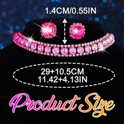 CLOACE Rhinestone Bridal Wedding Jewelry Set Sparkly Chocker Necklaces Earrings Prom Jewelry Accessories for Women - color: Purple