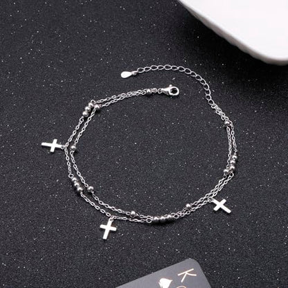 Anklet for Women S925 Sterling Silver Adjustable Foot Plus Ankle Bracelet - style: Anklet2