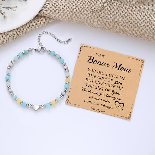 Best Friend Bracelet Gifts for Women Sister Bestie, Christmas Gift for Teens Mom Daughter Granddaughter Birthday Gift for Her Stocking Stuffers - color: Amazonite-Bonus Mom