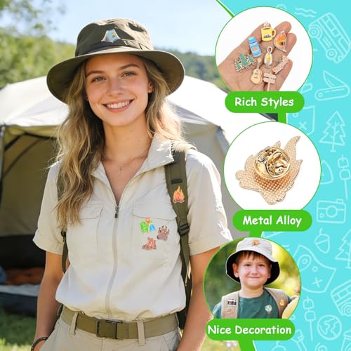 SANNIX 60pcs Camping Enamel Pins, Camp Lapel Pins Outdoor Adventure Brooch Camping Decor Camping Party Supplies Gifts for Campers Clothes Backpacks Hat Jacket Accessories - style: Camping Pins