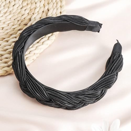 Madison Tyler Thick Headbands for Women | Wide Black Velvet Braided Cute Handmade Makeup Hair Band for Girls Thin Hair | Skincare and Boho Spring Headband for Washing Face - color: Black Velvet Headbands