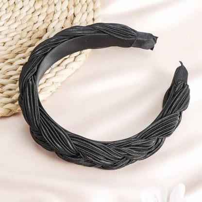 Madison Tyler Thick Headbands for Women | Wide Black Velvet Braided Cute Handmade Makeup Hair Band for Girls Thin Hair | Skincare and Boho Spring Headband for Washing Face - color: Black Velvet Headbands