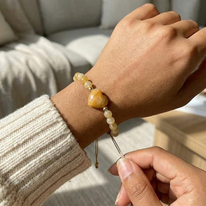 Heart Crystal Bracelet,Natural Gemstone Healing Bead Bracelet | Handmade Jewelry Gifts for Women Men,Graduation Gift for Her - color: Topaz Bracelet