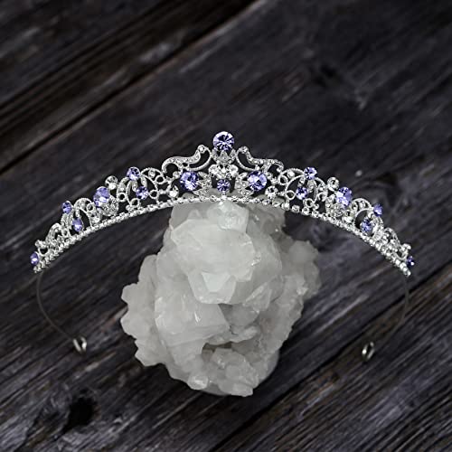 SWEETV Wedding Tiaras and Crowns, Rhinestone Bridal Crown Princess Tiara Headpieces for Women - color: Purple