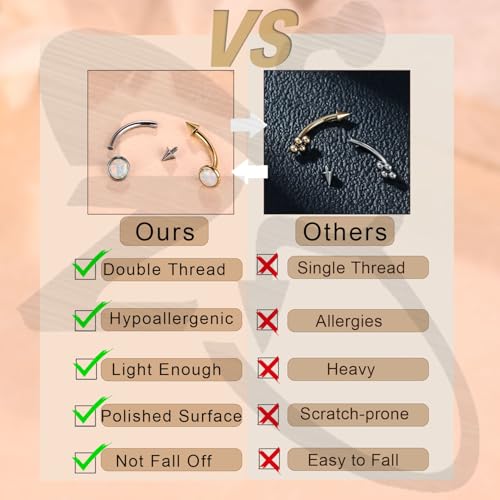 ZS 8Pcs 16G Eyebrow Piercing Jewelry Spike Eyebrow Ring, Stainless Steel Curved Barbell Flat Back Lip Stud Daith Rook Piercing for Women Men 8mm 10mm - color: Sliver, size: L:10mm