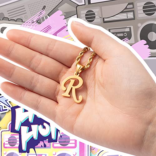Initial Charms Gold Initial Pendant 14k Gold Letter Charm Name Pendant for Women and Men - style: R