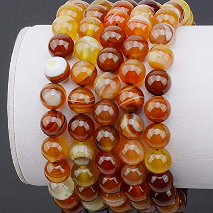 MASSIVE BEADS Natural Healing Power Gemstone Crystal Beads Unisex Adjustable Macrame Bracelets - color: Amber Agate, size: 8mm