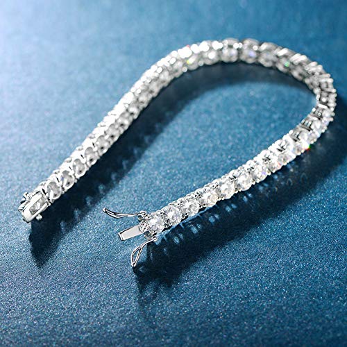 MDFUN 18k White Gold Plated CZ Tennis Bracelet, 4MM Cubic Zirconia Charm Bracelet for Women Men - style: 7.5" tennis bracelet