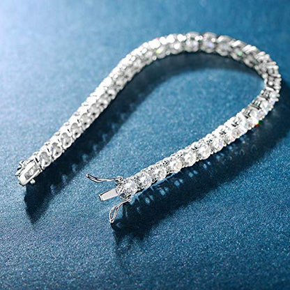 MDFUN 18k White Gold Plated CZ Tennis Bracelet, 4MM Cubic Zirconia Charm Bracelet for Women Men - style: 7.5" tennis bracelet