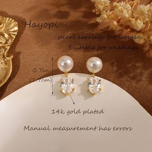 Pearl Earrings for Women:Gold Wedding Dangle Drop Earring Pearl Jewelry | 14K Gold Plated Pearl Drop Earrings for Women,Dainty Wedding Bride Earring Studs,Gold Dangle Drop Earring,Waterproof Jewelry - size: 1 pcs-7