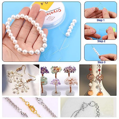 Glarks 1468Pcs Jewelry Making Supplies Kit with Pliers, Findings, Beading String for Repair, Making and Beading - size: 1468pcs