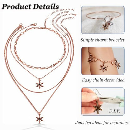 Heather's cf Star Charms for Jewelry Making Silver Tibetan Star Moon Snowflake Pendants Non Tarnish Metal Earring Charm for Bracelets Necklaces Earrings DIY Jewelry Making Supplies - color: Copper Snowflake - 110Pcs