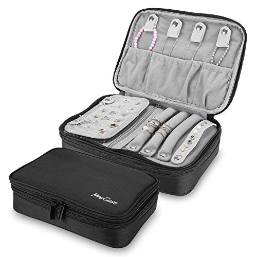 ProCase Travel Jewelry Case Organizer Bag, Soft Padded Jewelry Carrying Pouch Portable Storage Holder for Earrings Ring Necklace Bracelet Chain