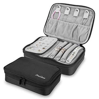 ProCase Travel Jewelry Case Organizer Bag, Soft Padded Jewelry Carrying Pouch Portable Storage Holder for Earrings Ring Necklace Bracelet Chain