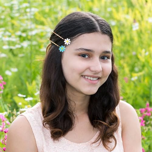 PinkSheep Bobby Pins, 24PCS, Flower Hair Clips for Girls, Women & Kids - Hair Accessories Metallic Finish - Non Slip - Versatile for Weddings, Prom, Birthdays - With Box