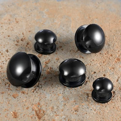 Casvort 2 PCS Hypoallergenic 0G-1" Cute Timeless Smooth Ball Screw Ear Gauges 316 Surgical Stainless Steel Fashion Ear Gauges Earrings Expander Women Piercing Body Jewelry - color: Black, size: 10 mm