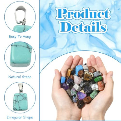 DanLingJewelry 50pcs Natural Random Reiki Nugget Gemstone Charms Irregular Healing Crystal Chakra Stone Pendants for Jewelry Making - color: Mini Stones-50pcs-Random Stones&Colors