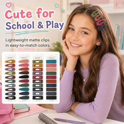 Bphne 40 Pcs Matte Non-Slip Snap Hair Clips for Women, Mixed Teardrop & Rectangle Barrettes, Cutout & Solid Metal Pins Set, Secure Grip for Fine Thick Hair Office Home - color: Mixed Cutout & Solid